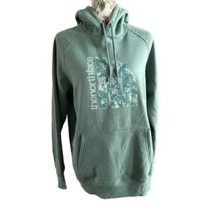 The North face green hoodie adjustable drawcord large warm & cozy